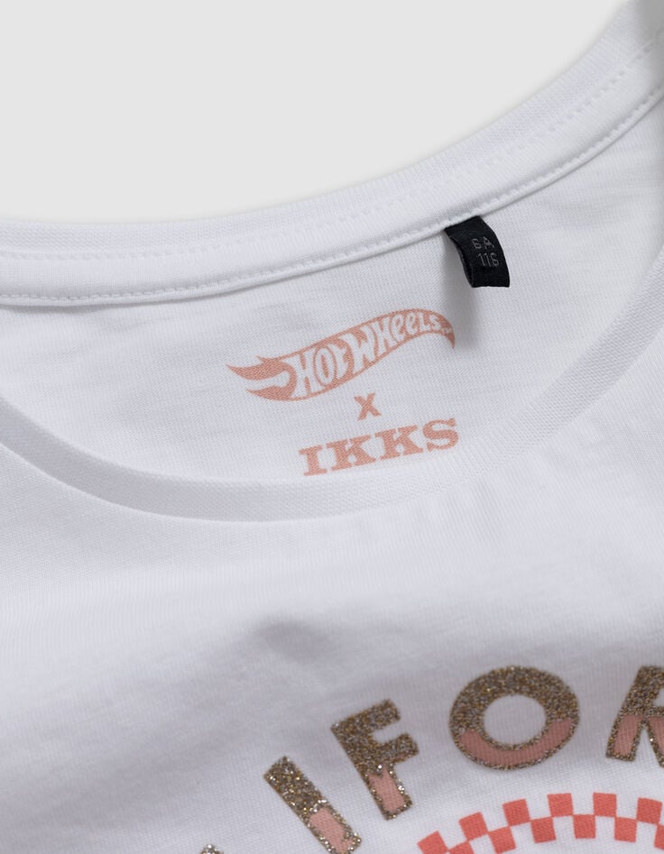 Ikks T-shirt Blanc Coton Bio Palmiers HOT WHEELS X IKKS Fille