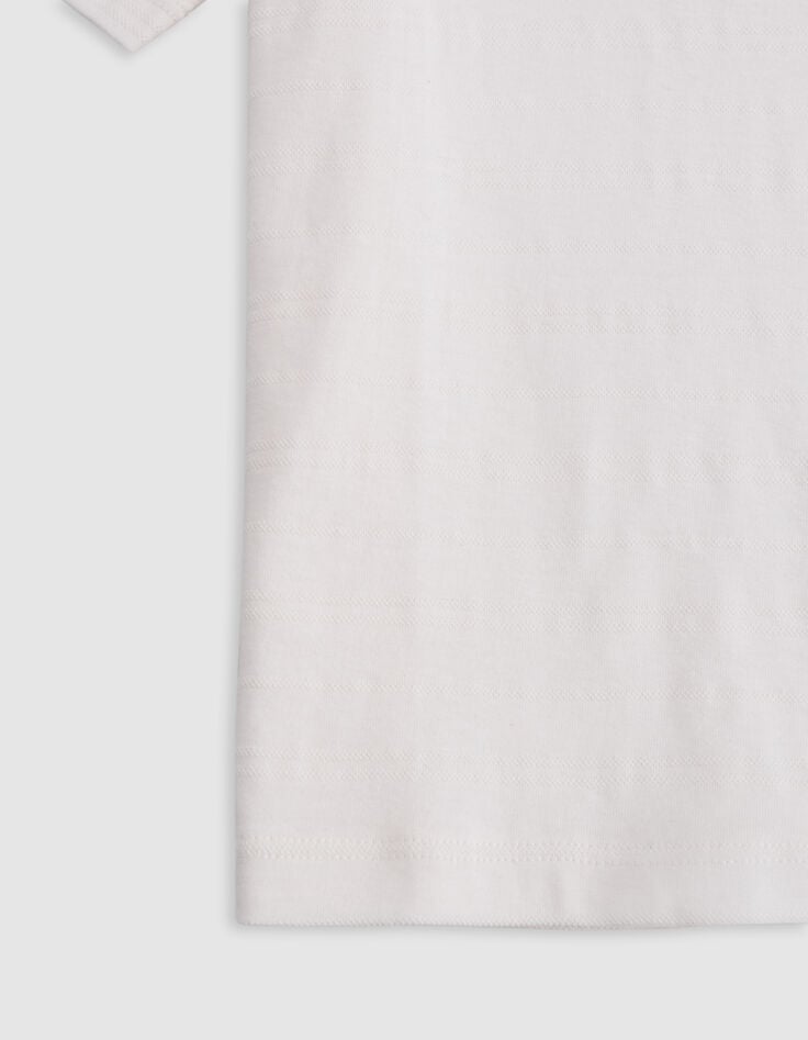 Ikks T-shirt Blanc Coton Bio Poche Tissu Liberty Garçon