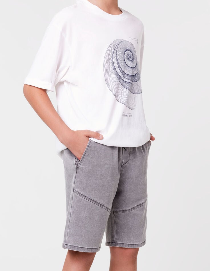 Ikks T-shirt Blanc Coton Bio Spirale-coquillage Garçon