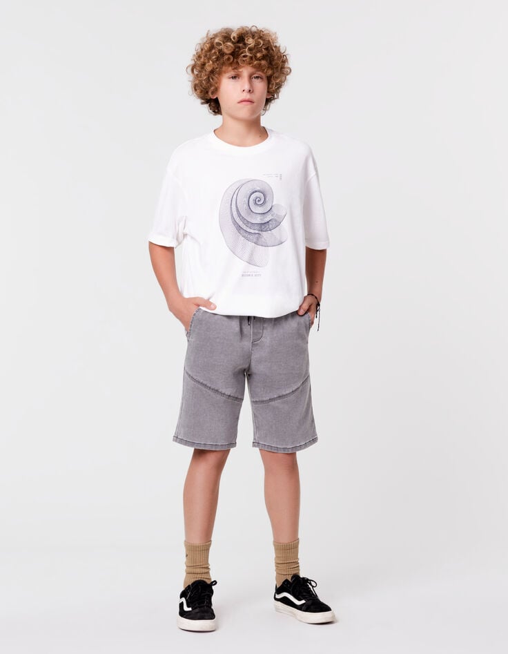 ikks T-shirt blanc coton bio spirale-coquillage garçon