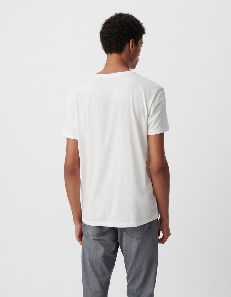 Ikks T-shirt Blanc Coton Bio Squelettes-guitaristes Homme