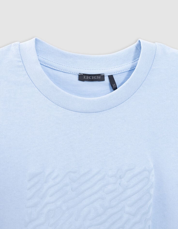 Ikks T-shirt Bleu Coton Bio Flocage Ondes Marines Garçon