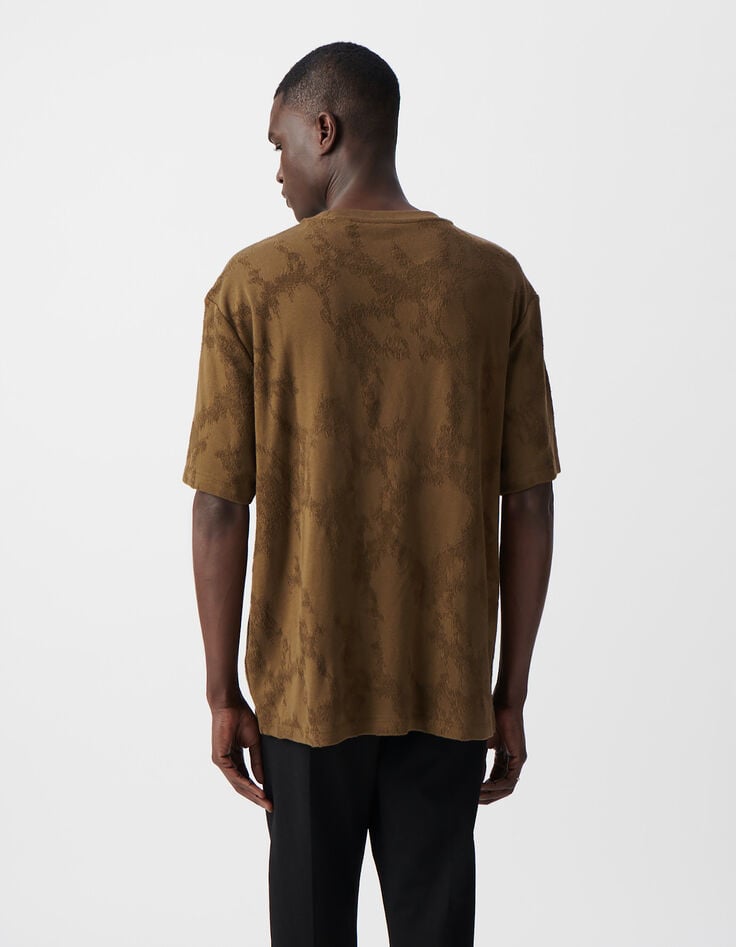 Ikks T-shirt Bronze Jacquard Motif Camouflage Homme