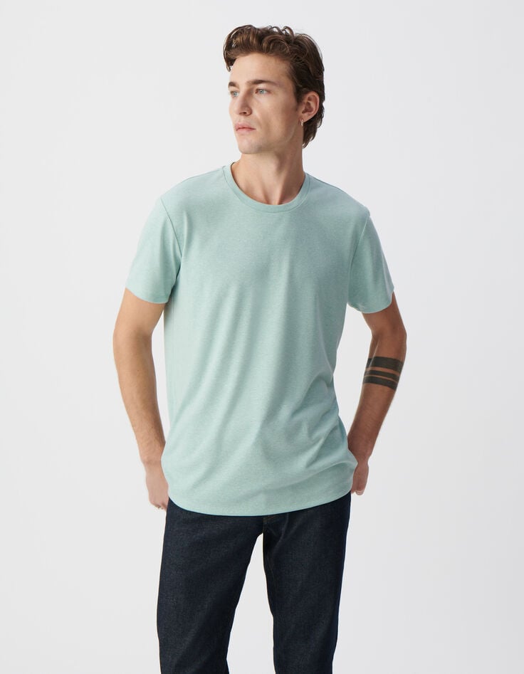 Ikks T-shirt Céladon Chanvre Mélangé DRY FAST Homme