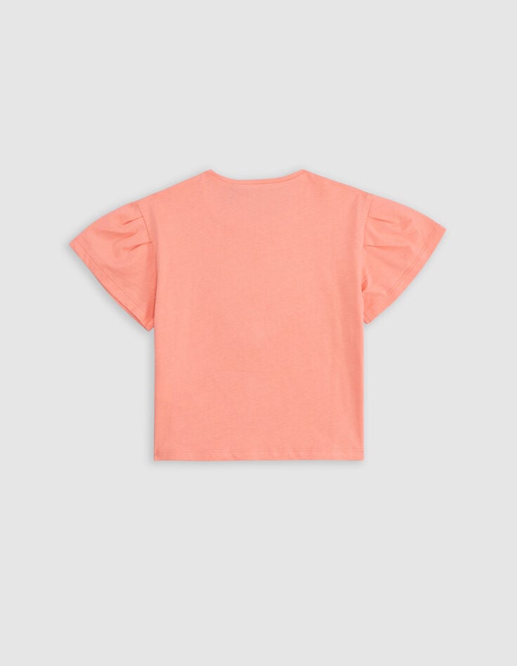 Ikks T-shirt Corail Coton Bio Coeur En Relief Fille