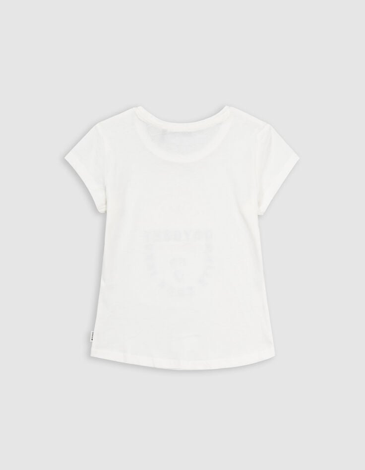 Ikks T-shirt écru Coton Bio Message Brodé Silver Fille