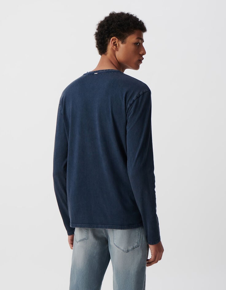 Ikks T-shirt Encre Coton Bio à Manches Longues Homme