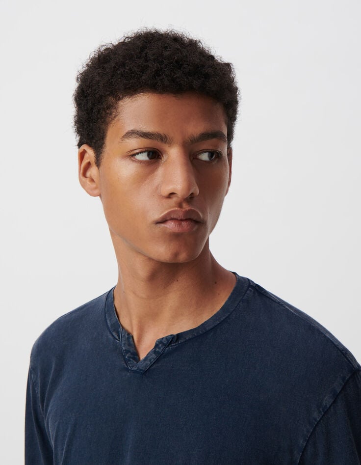 Ikks T-shirt Encre Coton Bio à Manches Longues Homme