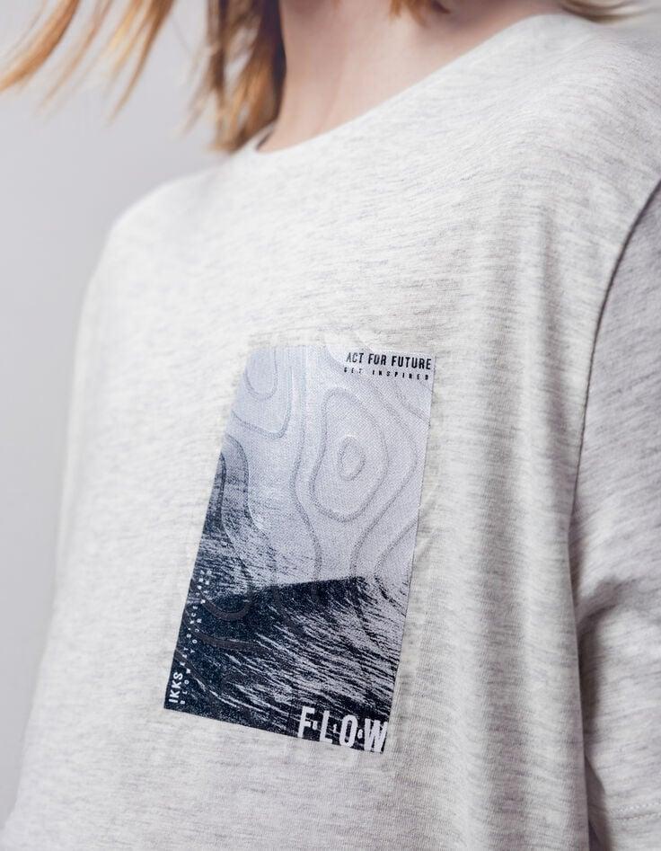 Ikks T-shirt Gris Coton Bio Patch Ondes Marines Garçon