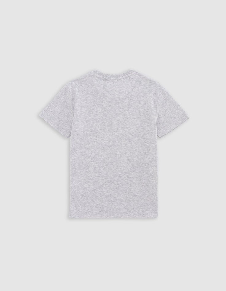 Ikks T-shirt Gris Coton Bio Print Et Broderies Sequins Garçon