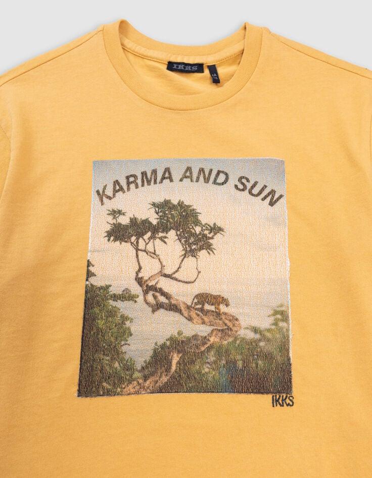 Ikks T-shirt Jaune Coton Bio Tigre Sur Arbre Garçon