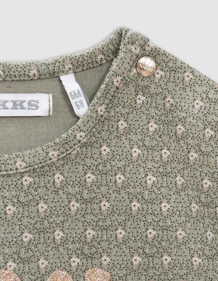 Ikks T-shirt Kaki Imprimé Graphique Minimaliste Bébé Fille