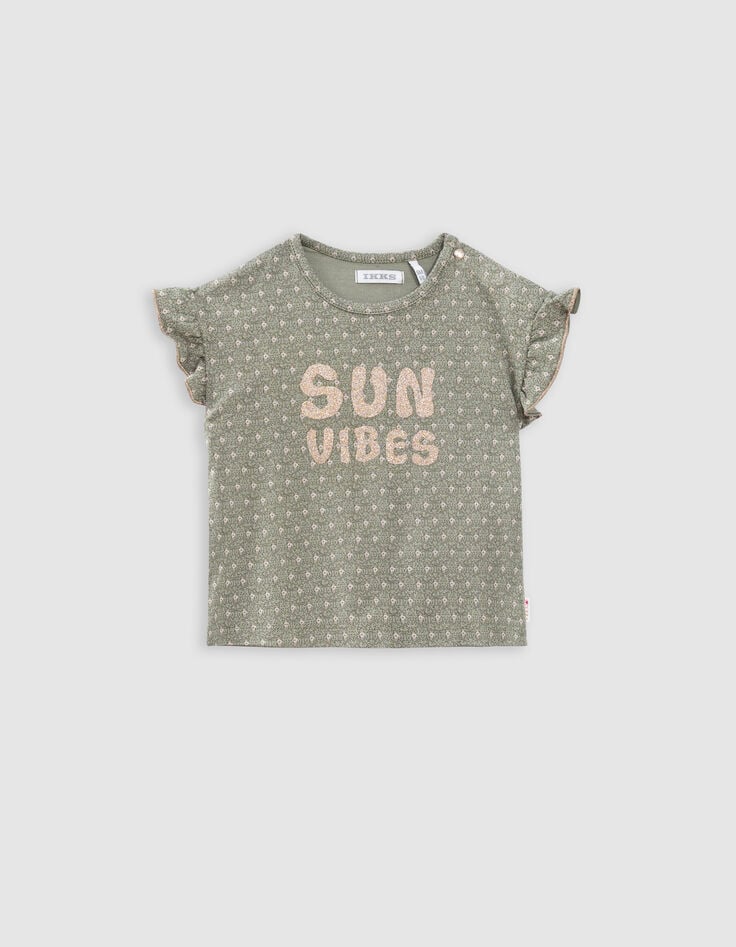 ikks T-shirt kaki imprimé graphique minimaliste bébé fille