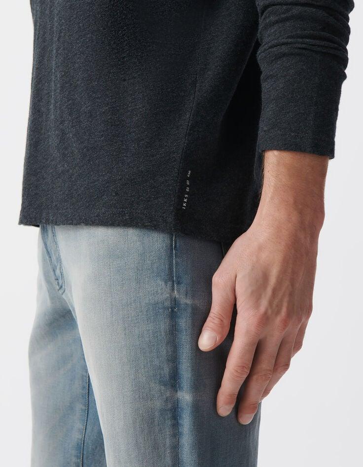 Ikks T-shirt L'Essentiel Anthracite Col Rond à Manches Longues Homme
