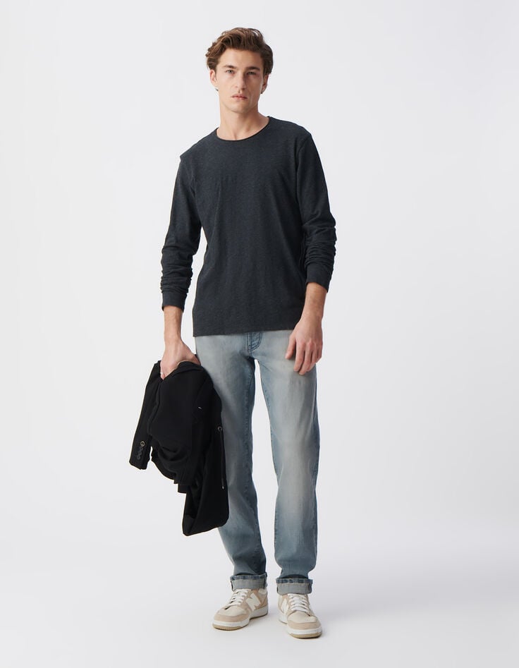 ikks T-shirt L'Essentiel anthracite col rond à manches longues Homme