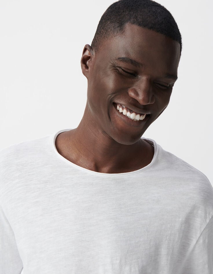 Ikks T-shirt L'Essentiel Blanc Col Rond à Manches Longues Homme