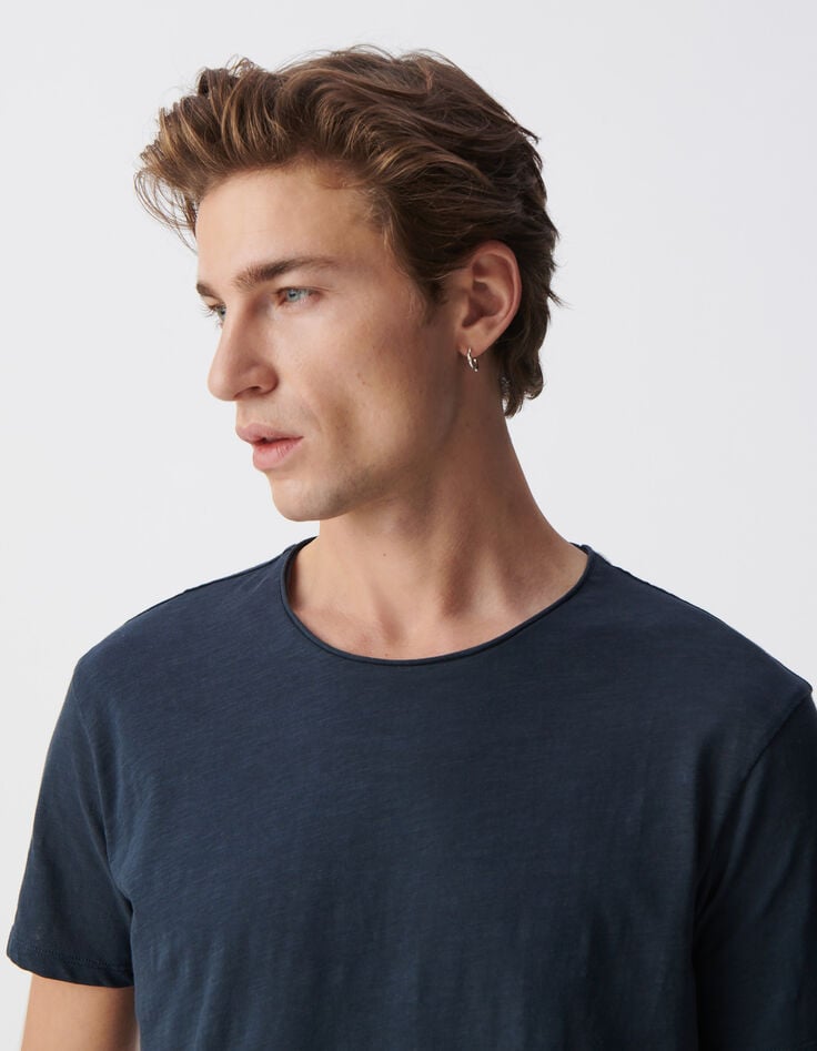 Ikks T-shirt L'Essentiel Encre Coton Bio Col Rond Homme