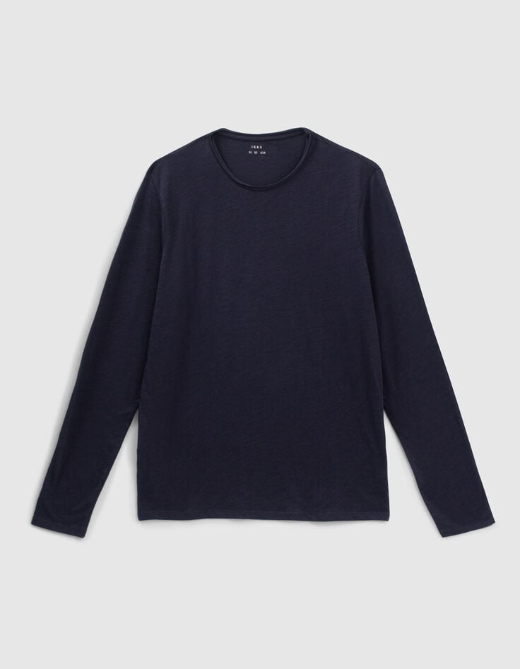 Ikks T-shirt L'Essentiel Marine Col Rond à Manches Longues Homme