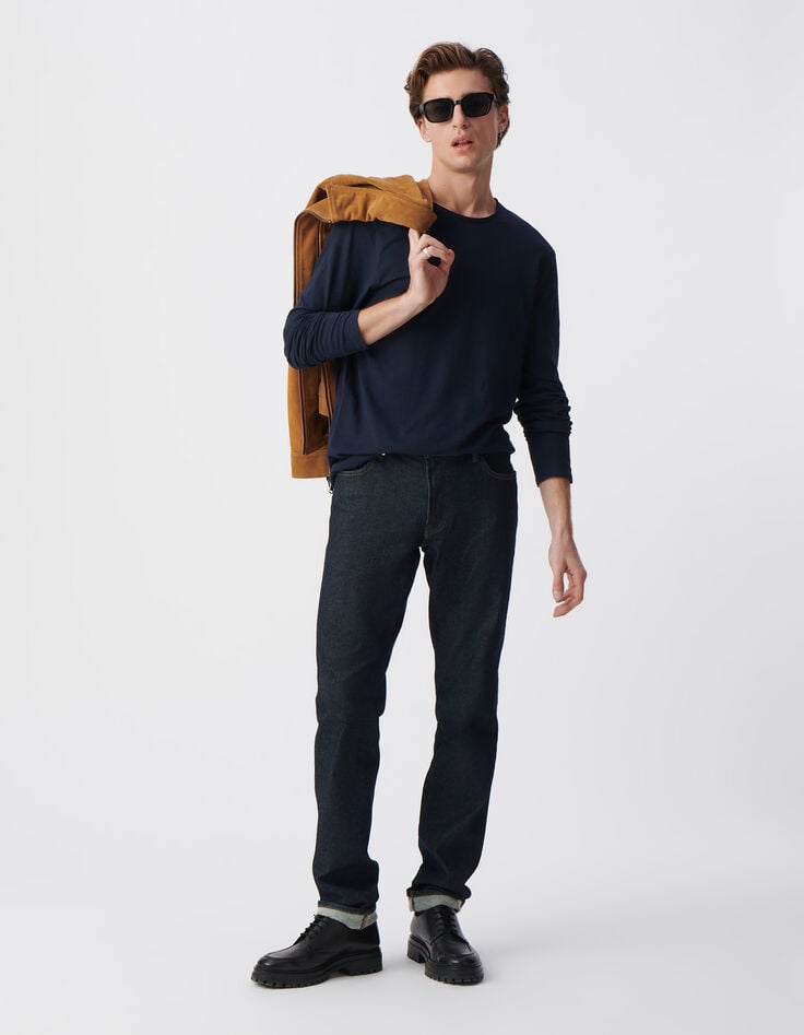 ikks T-shirt L'Essentiel marine col rond à manches longues Homme