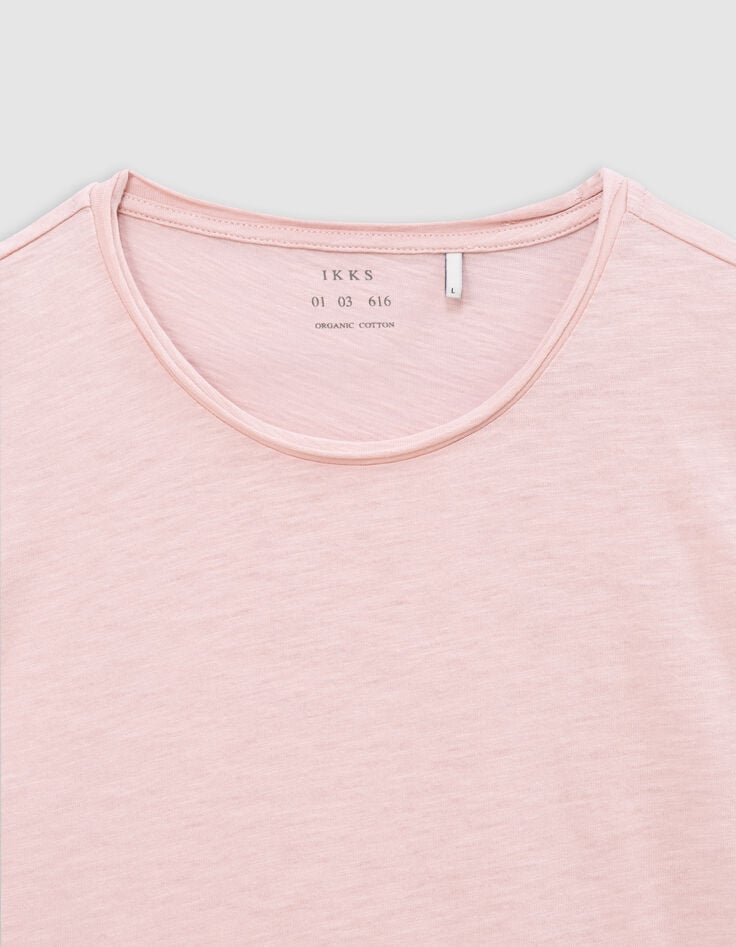 Ikks T-shirt L'Essentiel Rose Coton Bio Col Rond Homme