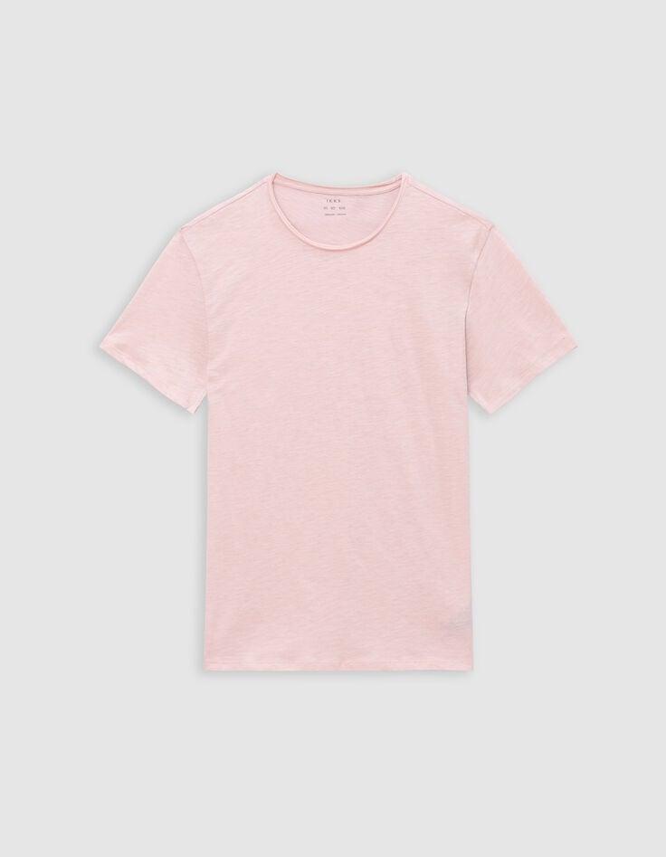 ikks T-shirt L'Essentiel rose coton bio col rond Homme