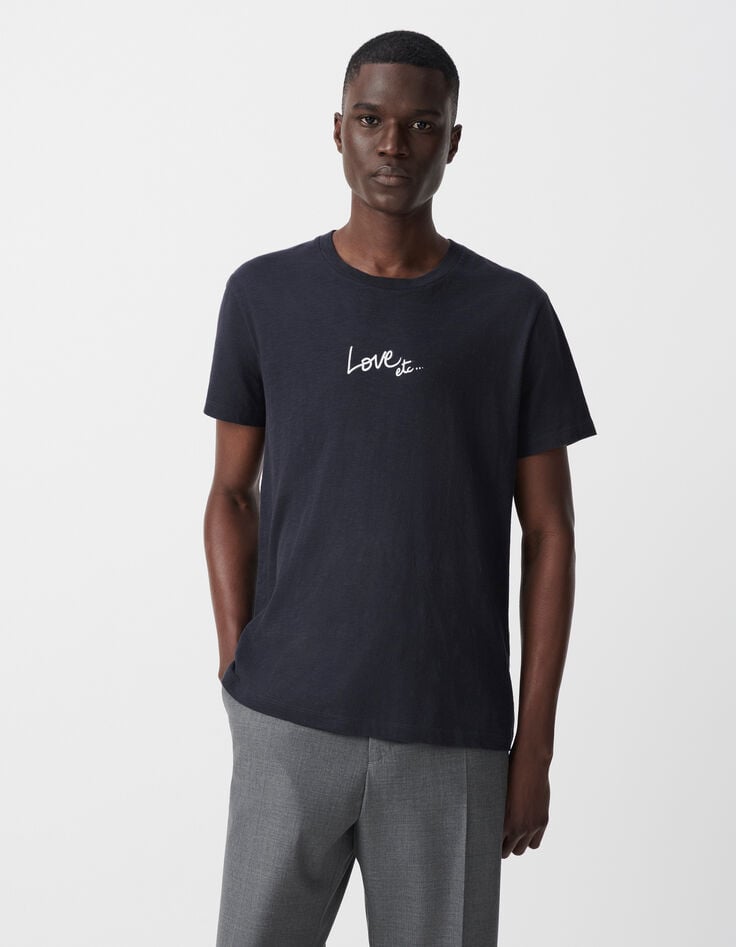 Ikks T-shirt Marine Coton Bio Message D'amour Homme