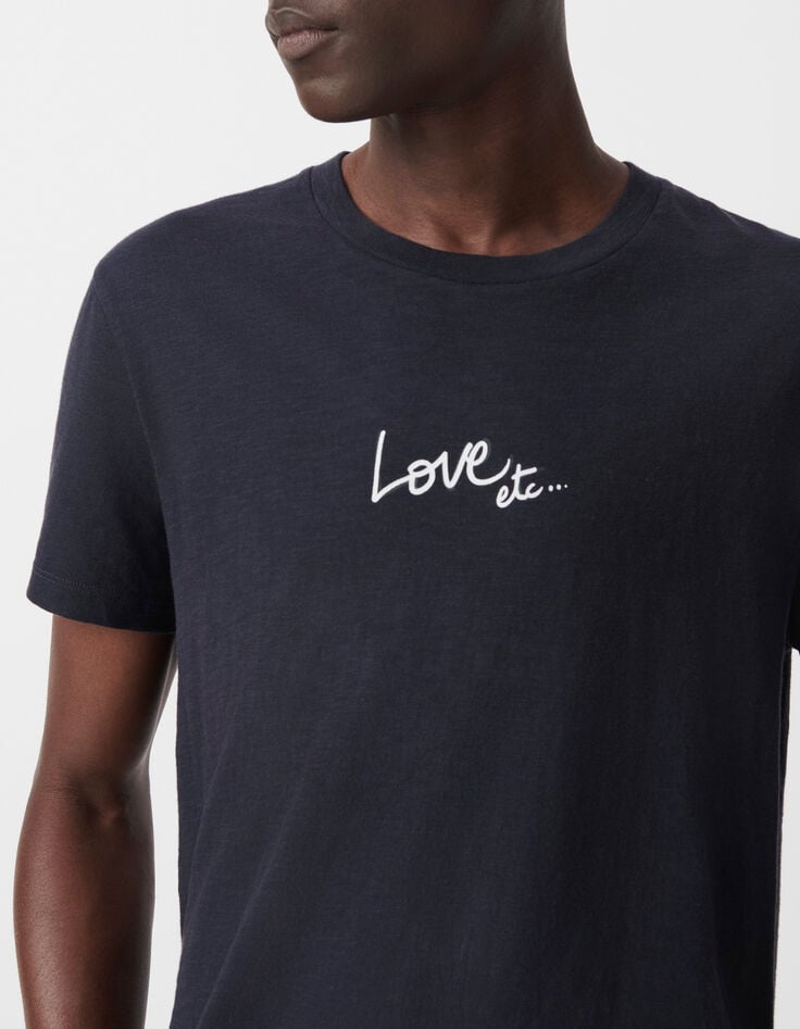 Ikks T-shirt Marine Coton Bio Message D'amour Homme