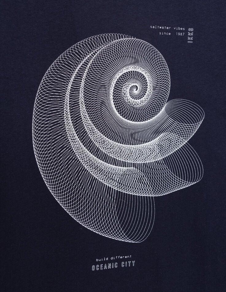 Ikks T-shirt Marine Coton Bio Spirale-coquillage Garçon