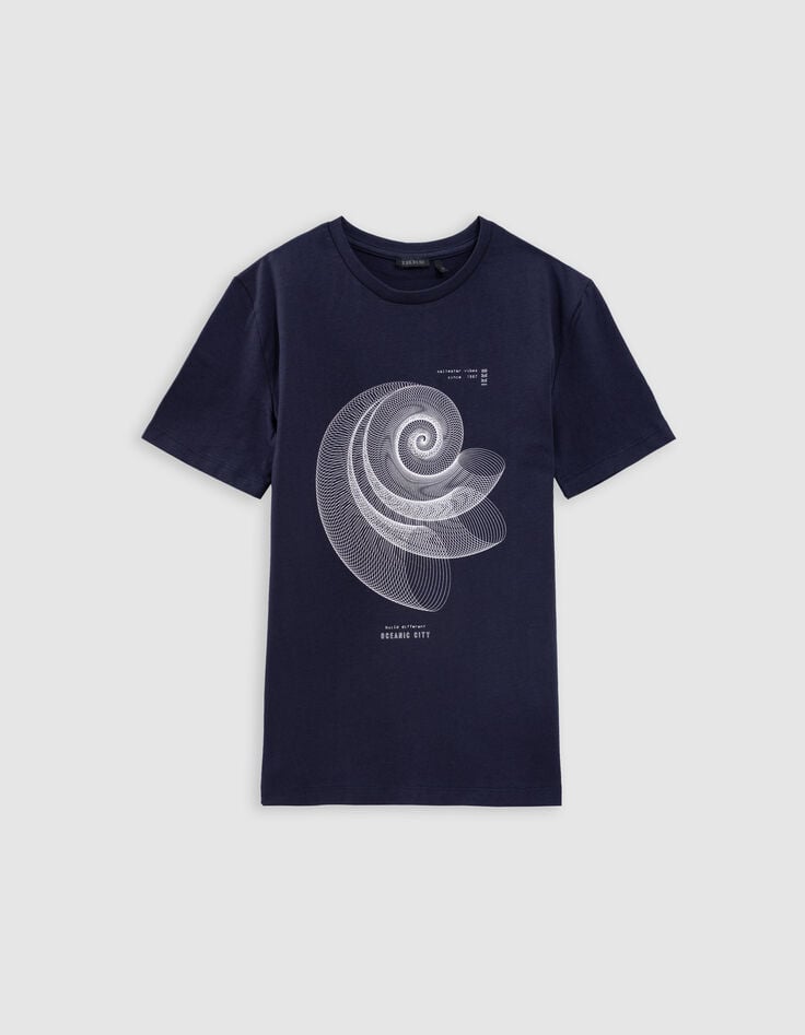 ikks T-shirt marine coton bio spirale-coquillage garçon