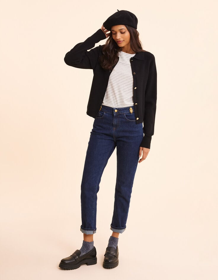 Ikks T-shirt Marinière Blanc Rayé Décor Boutons I.Code