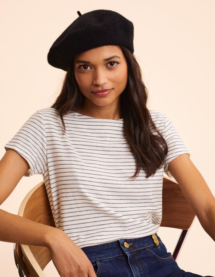 ikks T-shirt marinière blanc rayé décor boutons I.Code