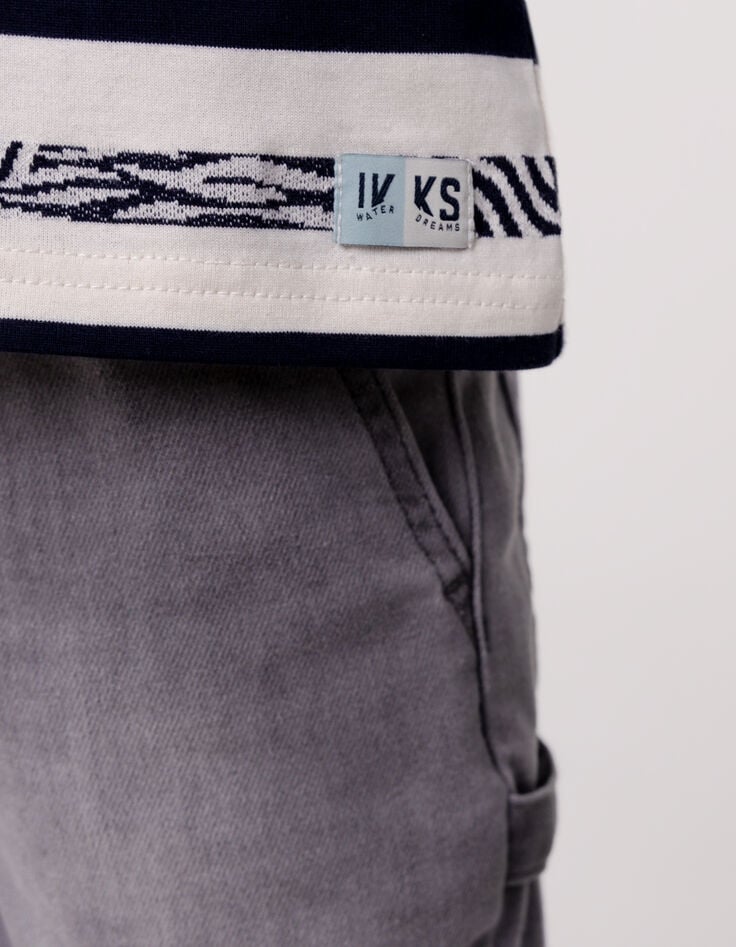 Ikks T-shirt Marinière Crème Rayures Fantaisie Garçon