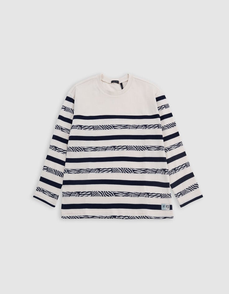 Ikks T-shirt Marinière Crème Rayures Fantaisie Garçon
