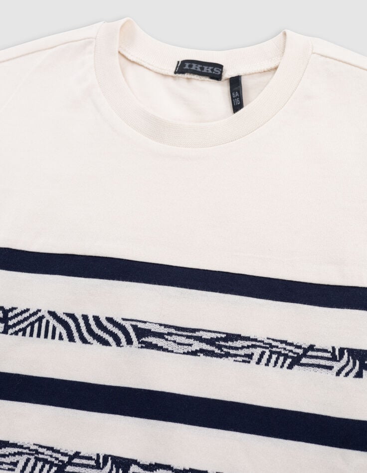 Ikks T-shirt Marinière Crème Rayures Fantaisie Garçon