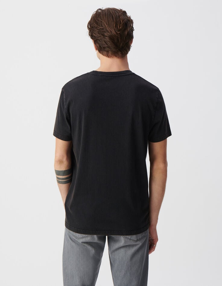 Ikks T-shirt Noir Coton Bio Visuel Maxi Dragon Homme