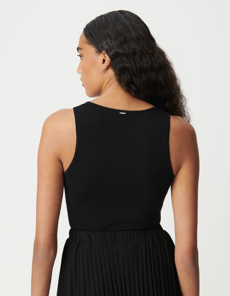 Ikks T-shirt Noir Sans Manches Tricot Décors œillets Clous Femme