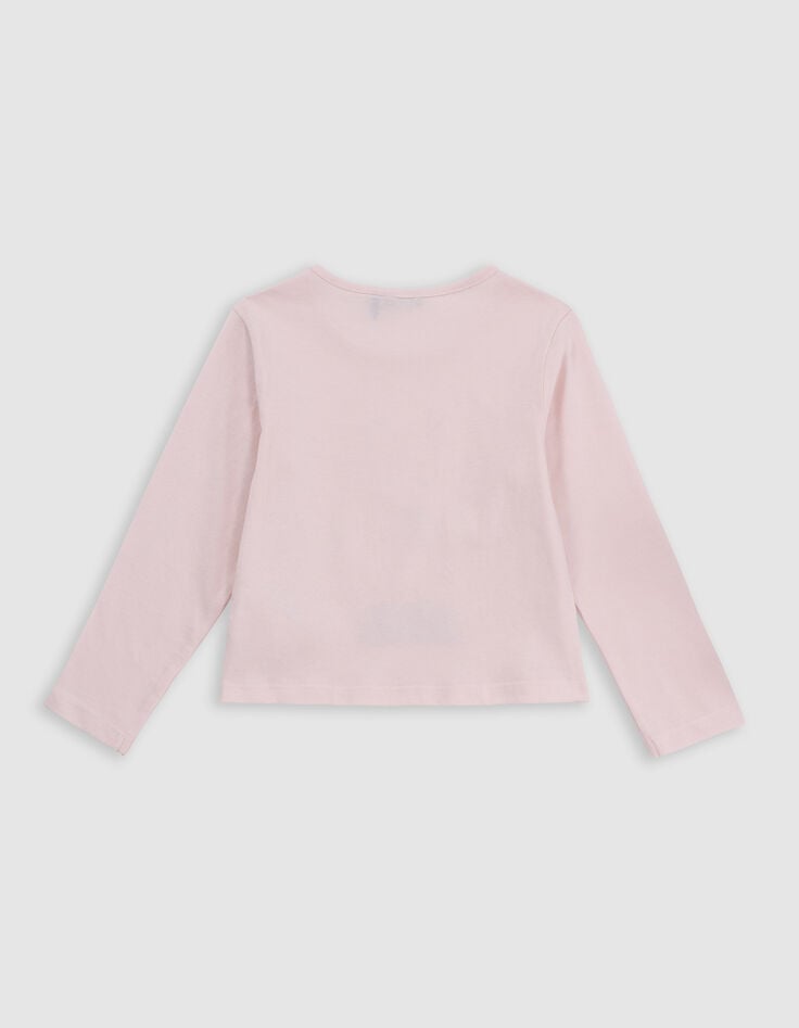 Ikks T-shirt Rose Coton Bio Chat En Marinière Fille