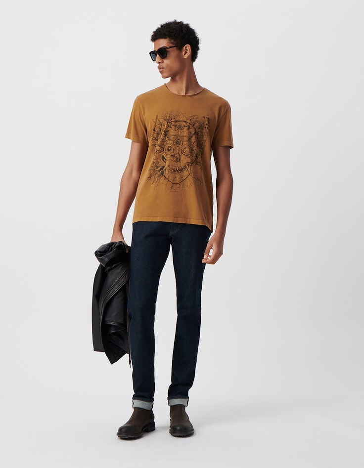 Ikks T-shirt Safran Coton Bio Visuel Tête De Mort-masque Homme