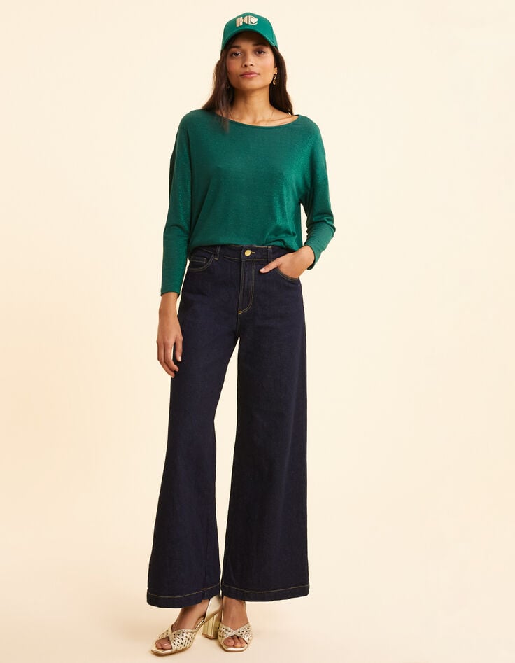 Ikks T-shirt Vert Lurex Maille Nid D'abeille I.Code