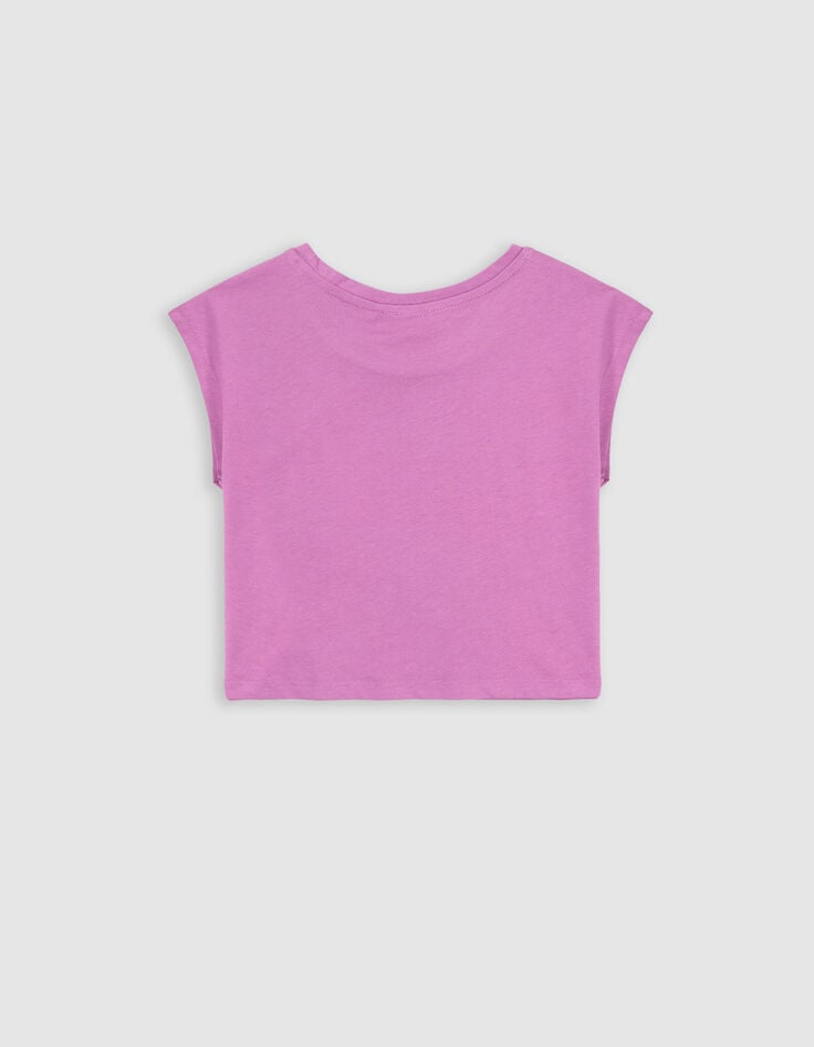 Ikks T-shirt Violet Coton Bio Palmier-tigre Copper Fille