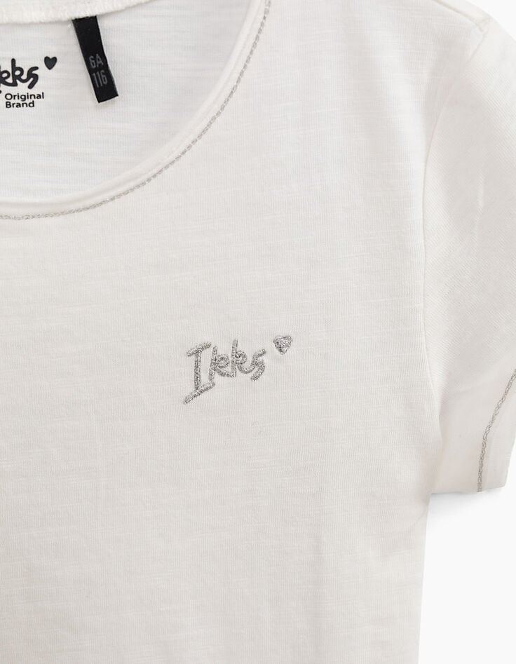 Ikks Tee-shirt Blanc Cassé Essentiel En Coton Bio Fille