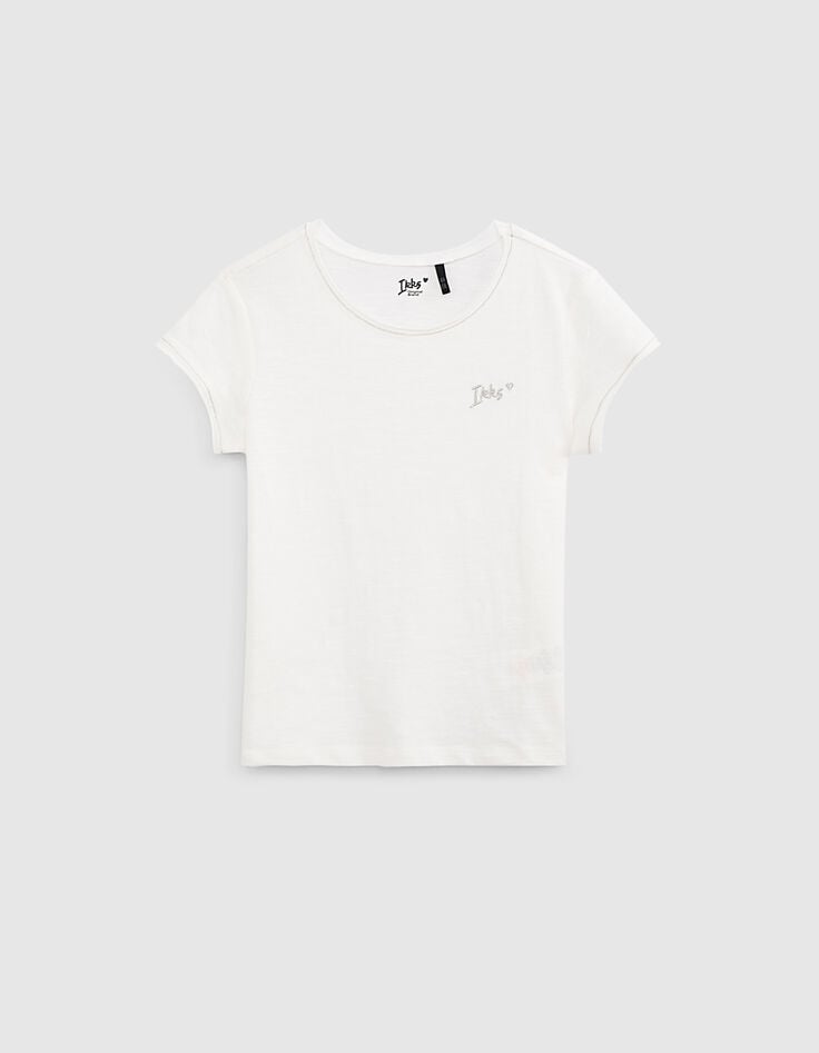 ikks Tee-shirt blanc cassé Essentiel en coton bio fille