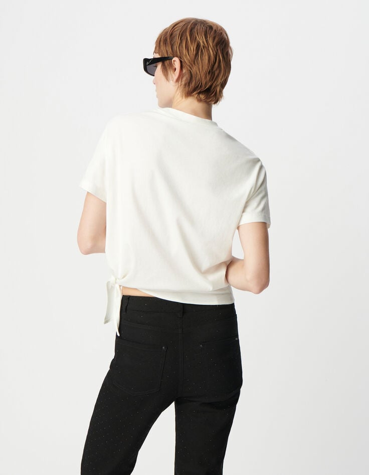 Ikks Tee-shirt Blanc Coton Bio à Nouer Statue Ailée Femme