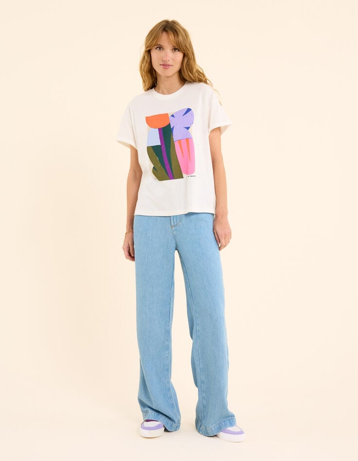 Ikks Tee-shirt Blanc Visuel Floral Graphique I.Code X THE FEEBLES