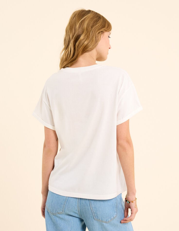 Ikks Tee-shirt Blanc Visuel Floral Graphique I.Code X THE FEEBLES