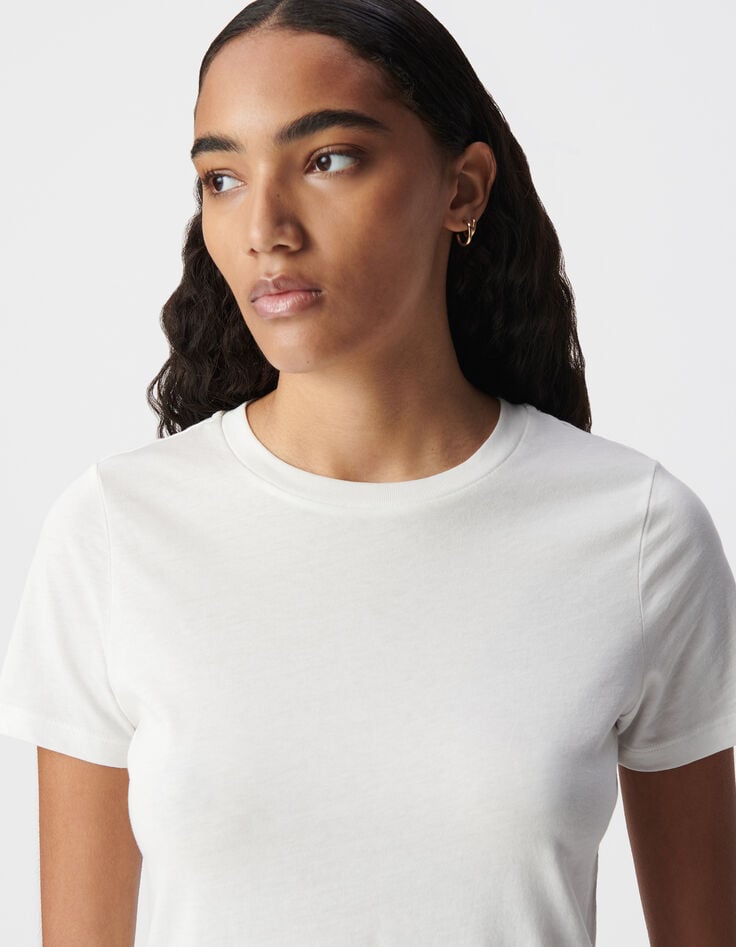 Ikks Tee-shirt écru Col Rond Broderie Chevrons Dos Femme