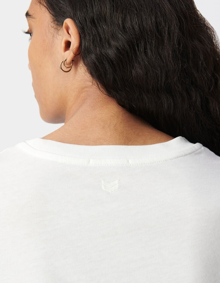 Ikks Tee-shirt écru Col Rond Broderie Chevrons Dos Femme