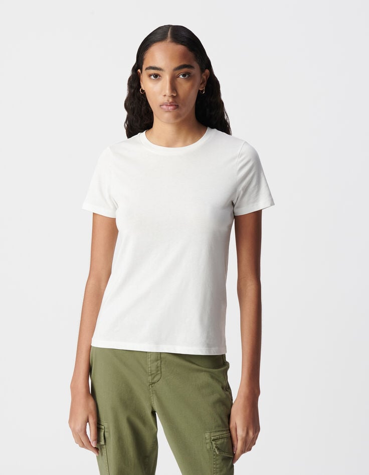 ikks Tee-shirt écru col rond broderie chevrons dos Femme