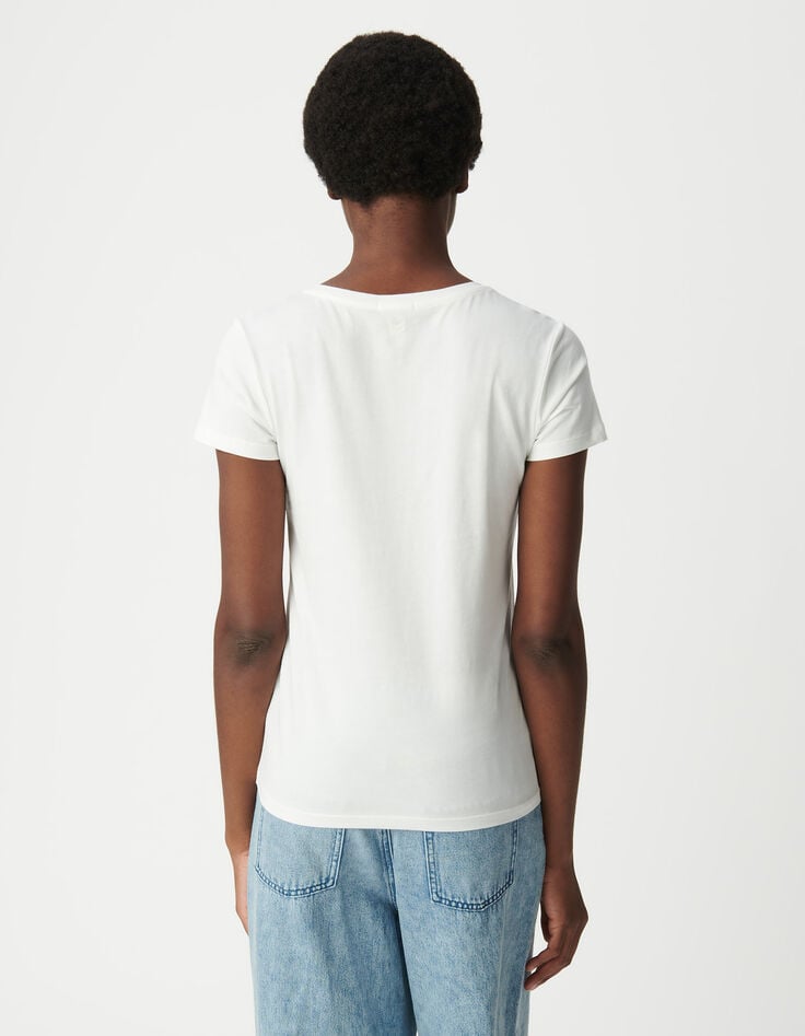 Ikks Tee-shirt écru Encolure V Broderie Chevrons Dos Femme