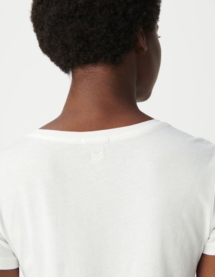 Ikks Tee-shirt écru Encolure V Broderie Chevrons Dos Femme